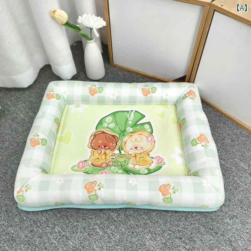 ペット マット 夏用 接触冷感 涼感 ひんやり ペットベッド 冷却マット 敷きパッド クッション 犬 猫 オールシーズン 小型犬 中型犬 寝具 滑り止め 洗える・素材: 布・カラー展開: 藍色碎花、ピンク碎花、イエロー碎花、グリーン碎花・サイズ展開: 40*50cm、50*60cm・対象ペット: 猫・機能: 通気性・使用シーン: 通用・適用品種: 折耳猫、英短、布偶猫、伯曼猫・カテゴリ: ペット用ベッド、ケージ・推奨体型: 迷你型、小型、中型