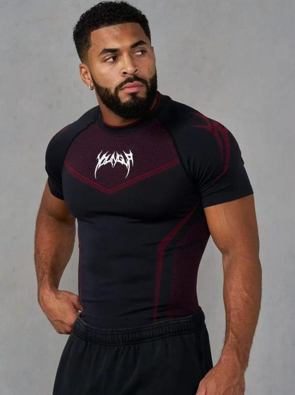 Rakuten - メンズ トップス 短袖 Tシャツ フィットネスウェア トレーニング シャツ メンズ用 高伸縮 運動 ウェア ランニング フィットネス ジム トップス メンズ ポリエステル 素材 ドット柄 丸首 夏 グレー 黒 紫