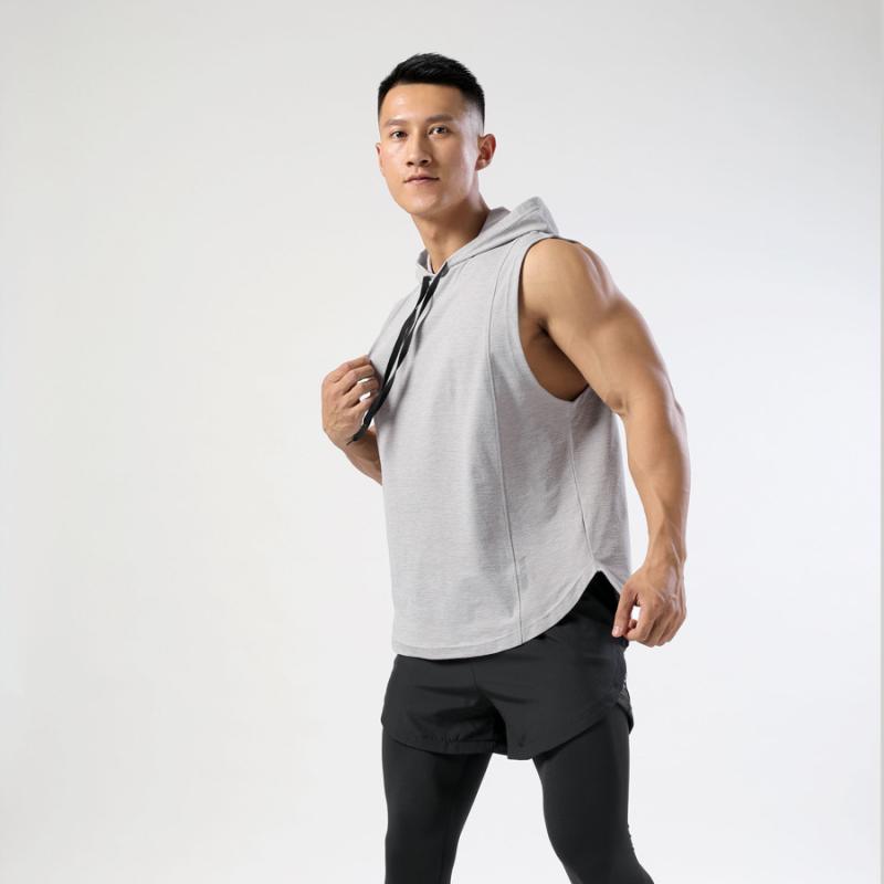メンズ タンクトップ フード付き 無袖 Tシャツ 速乾 運動 トップス フィットネス ...