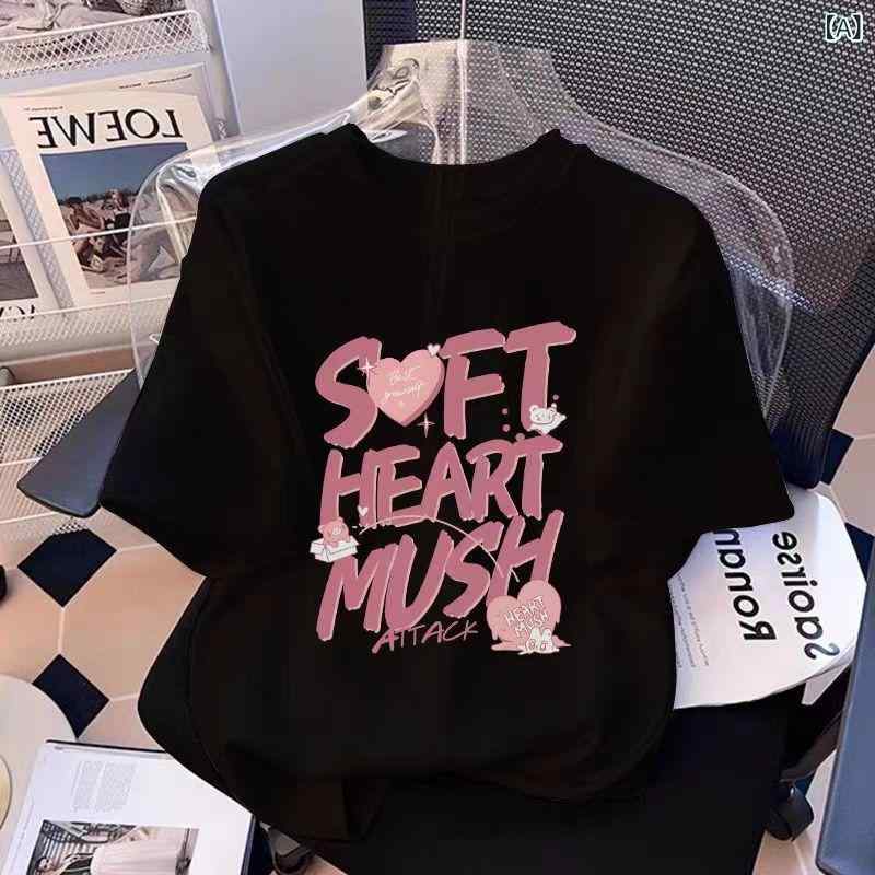 樂天商城 - Tシャツ 女の子 学生服 短袖 トップス ワンピース風 夏 春夏 綿 95% 以上 アウトドア 伸縮性 ピンク ブラック ホワイト 丸首 プルオーバー プリント インナー ガールズ ファッション ゆったり シルエット かわいい 柄 日常使い 軽量 柔らか