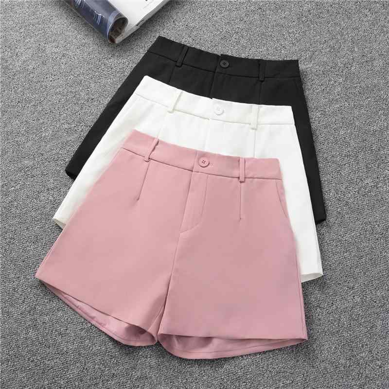 レディース ショートパンツ 高腰 西装 Aライン ワイドレッグ クールビズ ハレの日 普段使い 涼しい 薄手 ポリエステル 微弾性 黒 ピンク 緑 通勤 通年