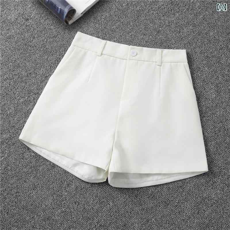 リメイクバディーのレディース ショートパンツ 高腰 西装 Aライン ワイドレッグ クールビズ ハレの日 普段使い 涼しい 薄手 ポリエステル 微弾性 黒 ピンク 緑 通勤 通年｜アングル2