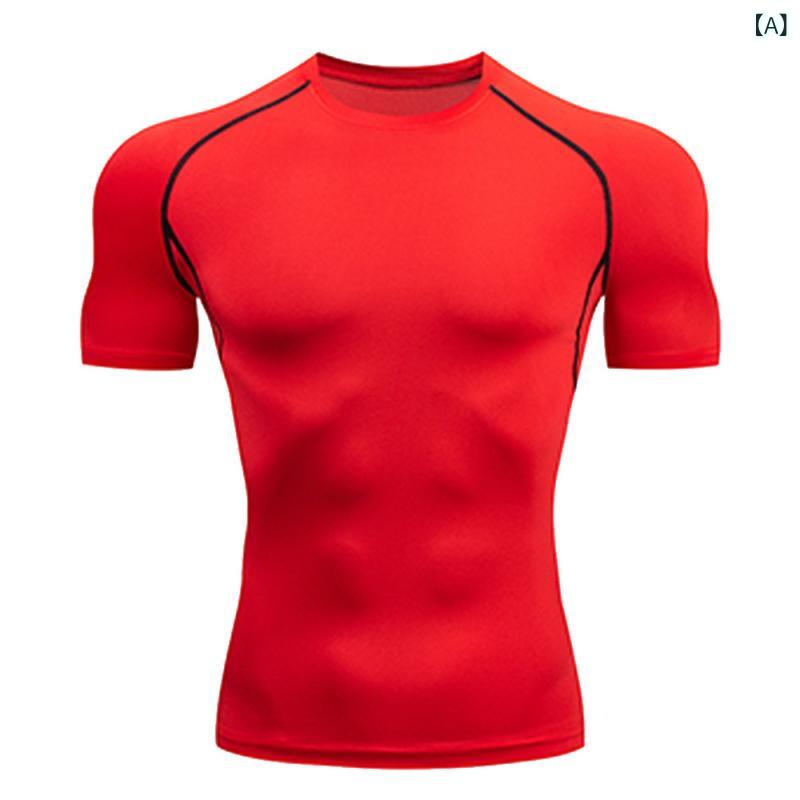 SINACOVA GOLF - メンズ Tシャツ 短袖 速乾 運動 フィットネス ランニング サイクリング ハイキング 赤 紫 グレー ネイビー 蛍光グリーン 伸縮性 吸湿速乾 コンプレッション トップス 軽量 機能性 ランニングウェア アクティブウェア