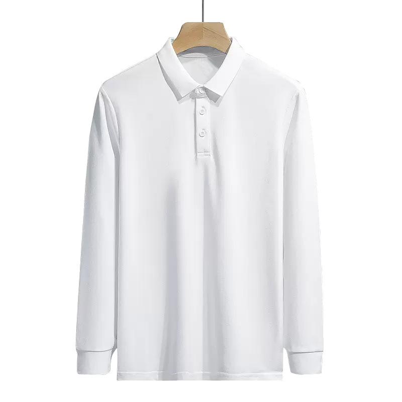 Shirts - メンズ ポロシャツ 長袖 ポロ フラップカラ トップス 修身型 純色 秋冬 薄手 インナー 打底 秋 基礎 基礎スタイル 黒 白 深灰 浅灰 透気 機洗 可能 ポリエステル 再生繊維 ミルクシルク 涼感 接触冷感 秋季 ユース 18-24歳 黒 色 白色