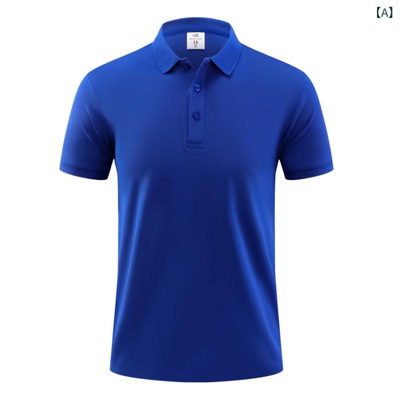 Shirts - ポロシャツ メンズ レディース 短袖 合体型 無地 プリント加工 普通厚 夏 英倫スタイル 通勤用 接触冷感 ポリエステル 防水 洗濯機可 耐摩耗 防風 高伸縮 ノーアイロン 耐裂 色牢度高 植绒 宝藍 黒 ピンク
