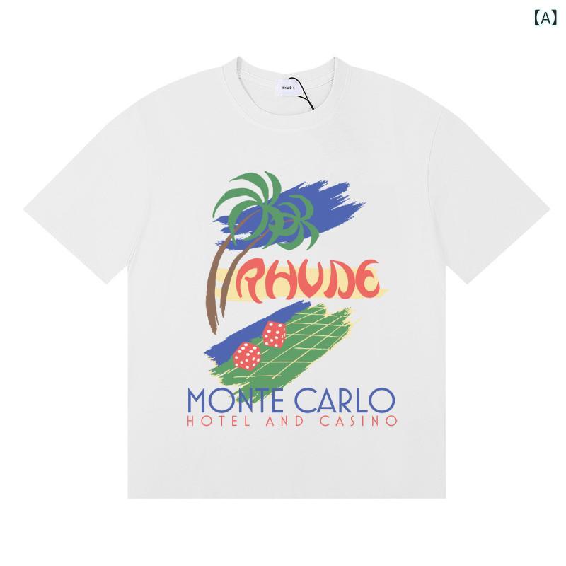 TAKEO KIKUCHI SPORT - メンズ Tシャツ 半袖 春夏 純棉 透気 丸首 ゆったり プリント ロゴ柄 日常 ストリート ファッション 黒 白 杏色