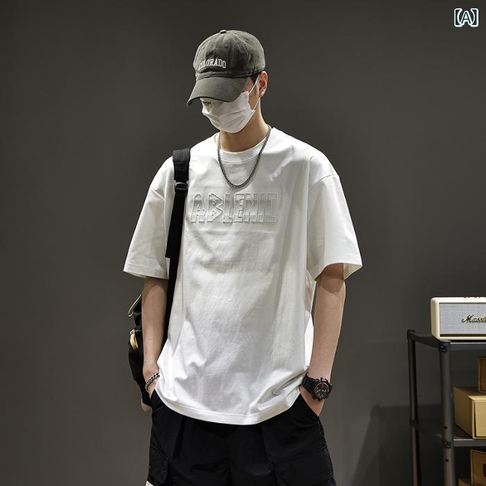 メンズ Tシャツ 短袖 接触冷感 長絨綿 透気性 防シワ 丸首 ゆったり 日常 カジュア...