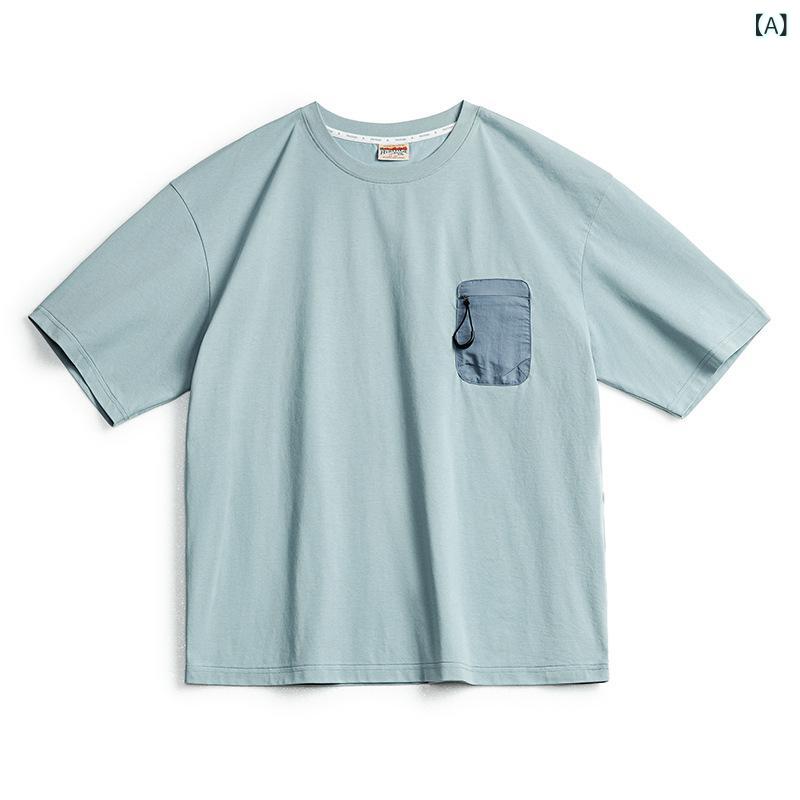 Shirts - メンズ Tシャツ 半袖 接触冷感 Sorona 綿素材 透気性 抗菌 合体型 銀青 鉛灰 夏 オールシーズン 青少年 成人 普通厚 軽量 純色 短袖 カジュアル 普段使い 通勤用 部屋着