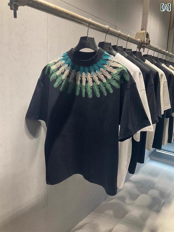 Tシャツ メンズ 短袖 丸首 ゆったりシルエット コットン混紡 ポリエステル 黒 白 ...