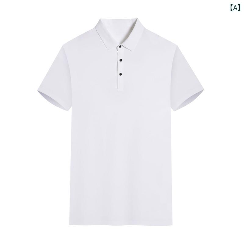 Polo Shirt - ポロシャツ メンズ レディース 短袖 無痕 プレス ドア襟 純色 プリント 夏 透気 伸縮性 柔軟 快適 珠地綿 ジャージ ニット ポリエステル 混 白色 黒 天藍 灰色 休闲 ファッション 都市 スタイル 合体型 不対称 デザイン 高品質 面料 機洗