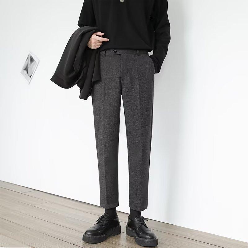 乐天商城 - メンズ 西裤 修身パンツ 細脚パンツ ビジネスパンツ ロングパンツ スラックス 青年 英伦 百搭 ノンアイロン コットン ウール混 ストレート 秋 パンツ 黒 グレー ベージュ ブラウン 季節 秋冬 通勤 普段使い 軽量 伸縮性 通気性