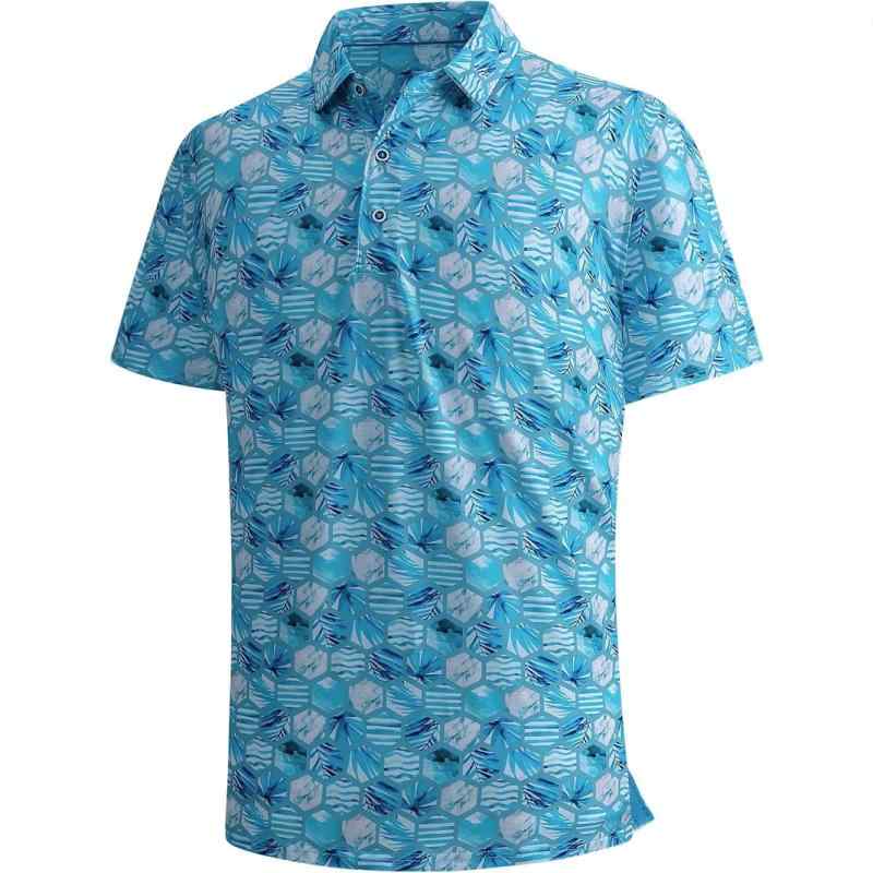 Shirts - メンズ ポロシャツ 高爾夫 男性用 短袖 韓風 ゆったり 速乾 吸湿排汗 鳥眼布 ウサギ毛 96% 以上 グレー 黒 緑 春季 薄手 印花 洗濯機可 24-35歳 都市ファッション ロゴ柄