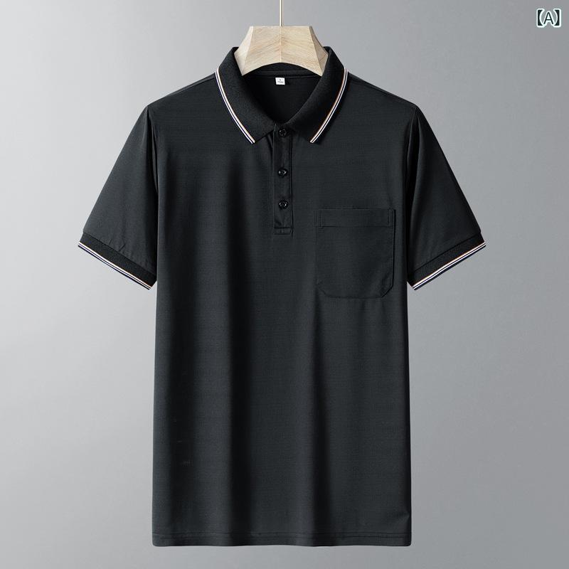 TAKEO KIKUCHI SPORT - メンズ POLOシャツ 短袖 速乾 接触冷感 純色 翻領 網孔 透気 刺繍 普通厚 合体型 基礎 青春 18-24歳 夏季 化繊混紡 ポリエステル 黒 紺 白 グレー 緑 青 軽量 伸縮性 普段使い 通勤用
