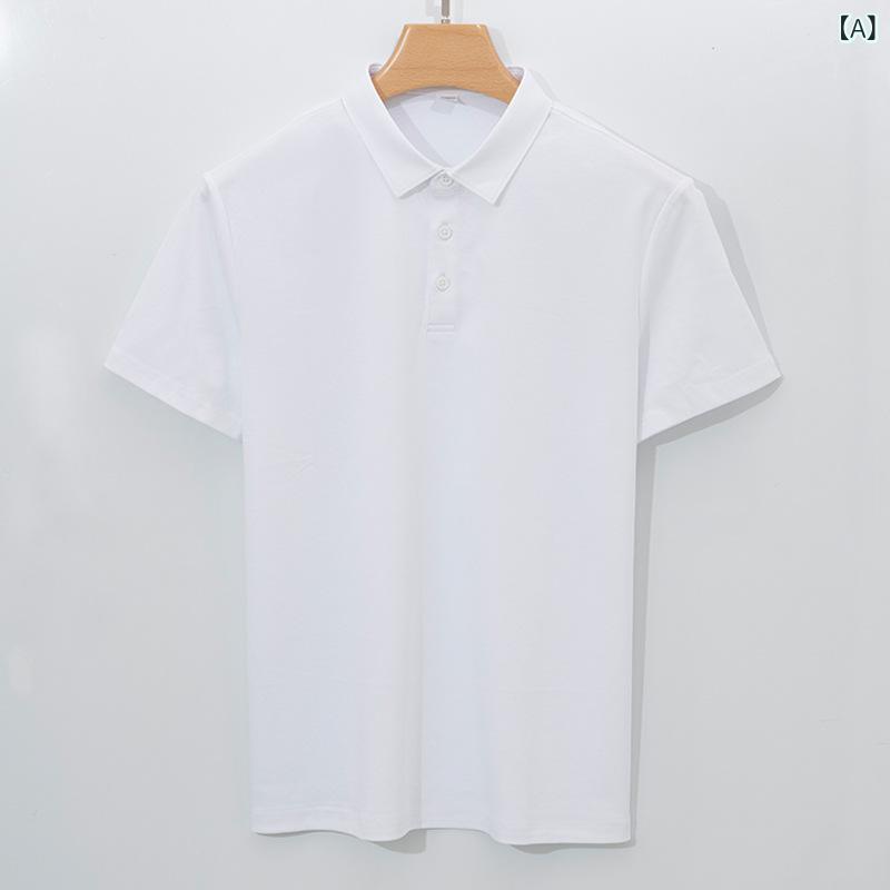 TAKEO KIKUCHI SPORT - メンズ ポロシャツ 短袖 シルク光沢コットン 長絨棉 免烫 Tシャツ 黒 合体型 純色 透気 吸湿排汗 ビジネスカジュアル オールシーズン 軽量 快適 トップス 紳士服 日常使い
