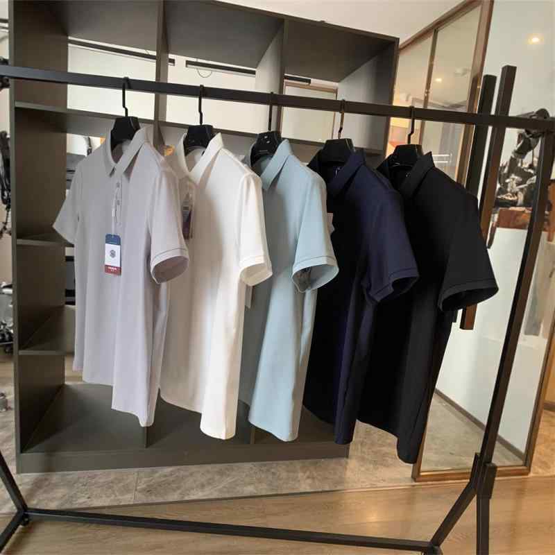 SINACOVA GOLF - POLOシャツ メンズ 短袖 翻領 桑蚕丝 混紡 綿 網眼 夏季 涼爽 透気 薄手 合体型 純色 基礎 休闲 ビジネス 都市 24-35歳 白色 宝藍 灰 黒 浅緑