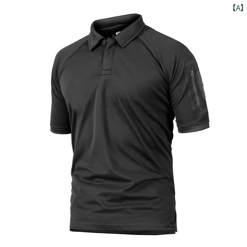 Shirts - ポロシャツ メンズ レディース 短袖 速乾 夏季 ゆったり デザイン 翻領 化繊混紡 アセテート繊維 黒 緑 カーキ ネイビー ランニング サイクリング ユニセックス カジュアル トップス 快適 軽量 通気性 アクティブウェア スポーツ 日常使い