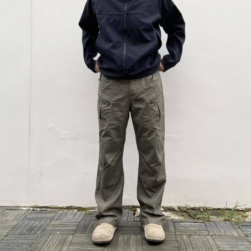 褲子 - メンズ 工装パンツ 直筒 ミリタリー 春夏 秋冬 多ポケット ポリエステル 耐摩耗 ノーアイロン 黒 軍緑 ゆったり ミッドライズ ロープクロージャー ストレートレッグ キャジュアル ティーンエイジャー 成人男性 野外 普段使い アウトドア 機能的 軽量