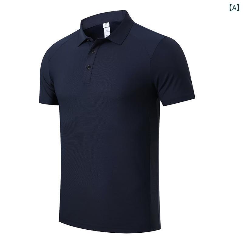 Shirts - Poloシャツ メンズ 短袖 ゴルフ 速乾 運動 Tシャツ 翻領 ポロ トップス ランニング フィットネス 服 麻混紡 ナイロン ポリエステル 素材 深夜ブルー 白 アイスブルー 春夏秋 適用 スポーツ レジャースタイル 徒歩 サイクリング テニス
