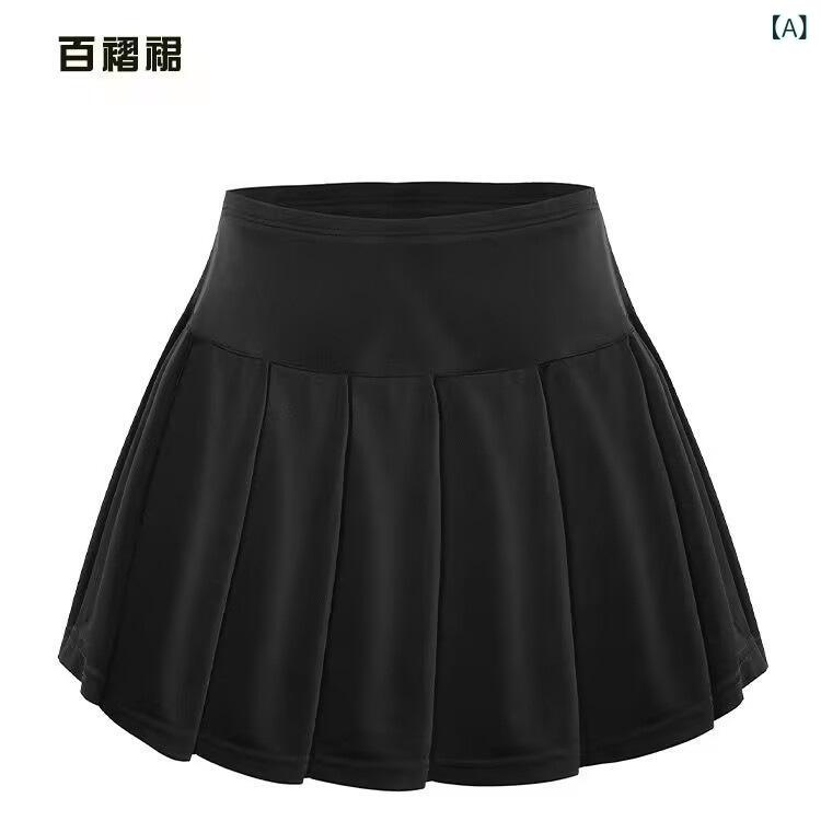 女の子 スポーツ スカート 速乾 透気 半身 百褶 麻混紡 ポリエステル スパンデック...