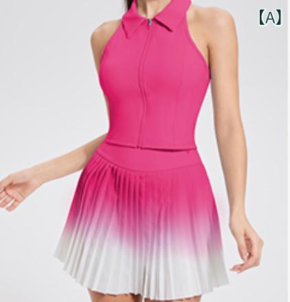 Other - 女性用 テニス スカート ヨガ 服 バドミントン プリーツ 半身スカート フィットネス 運動 ショーツ ランニング 防走光 セット 黒 イエロー ピンク 夏 薄手 ナイロン スパンデックス 伸縮性 軽量 吸湿速乾 スポーツ アクティブ ウェア トレーニン