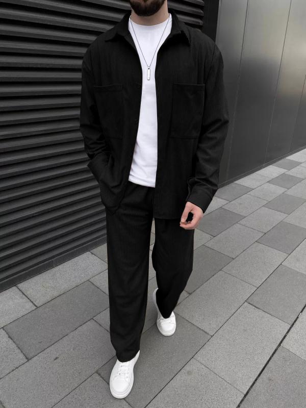 ・スタイル: 軽熟カジュアル・厚み: 普通・パンツ丈: ロング・トップスタイル: シャツ・袖丈: 長袖・フード: なし・主な素材: ポリエステル100%・使用シーン: 日常・カラー展開: グレー、ブラック、カーキ、ダークグリーン、ラベンダーパープル、ダークブラウン・サイズ展開: S、M、L、XL、XXL、XXXL・カテゴリ: メンズカジュアルセット