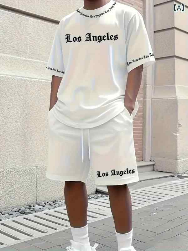 メンズ セットアップ 短パン Tシャツ 短袖 スポーツ レジャー 夏 ポリエステル 白色 黒 赤 かき 軽量 通気性 速乾 都市 カジュアル 日常使い アクティブ 2025春