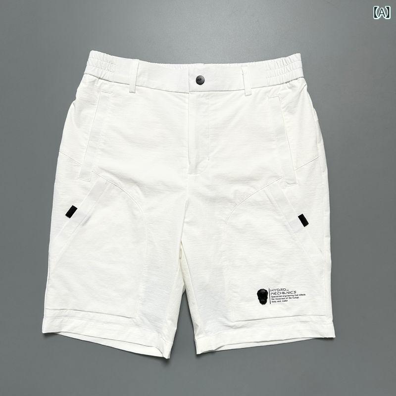 Other - ゴルフ ショーツ メンズ 半袖パンツ 中丈 スリムフィット 韓国風 夏用 速乾 透気 吸汗 竹繊維 ポリプロピレン 白 灰 黒