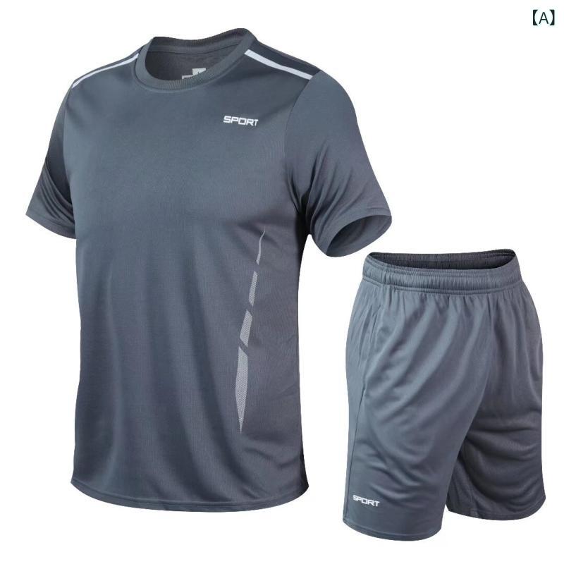 メンズ Tシャツ 短袖 速乾 夏季 ランニング フィットネス ゴルフ トップス 化繊混紡 ポリエステル 竹繊維 ライニング 印花柄 丸首 運動 休闲 屋外 チーム グレー 赤 蛍光グリーン ホワイト ブルー 薄手 適中 夏 ランニング フィットネス ゴル