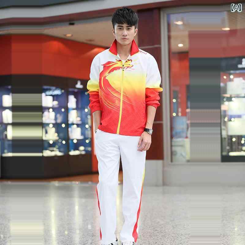 Other - スポーツウェア メンズ レディース 長袖 セットアップ 棒球服 翻領 速乾 ポリエステル 赤 青 運動 ランニング トレンド スタイル オールシーズン 軽量 快適 機能性 防走光 トップス ジャケット ユニセックス アクティブ フィット