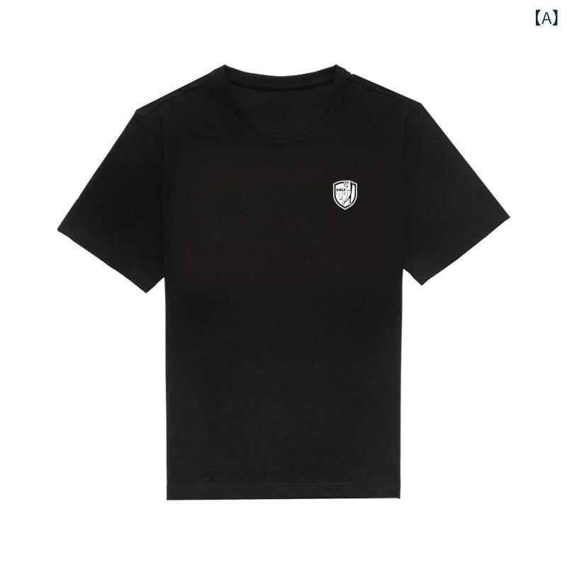 Other - メンズ Tシャツ 短袖 黒 接触冷感 長絨棉 高弾力 吸湿排汗 抗シワ ポケット 人物柄 プリント ルーズフィット 薄手 夏 スポーツ ゴルフ 休日 軽量 クール 綿素材 男性用 トップス ゴルフウェア 運動着 普段使い 黒 白 グレー グリーン ベージ