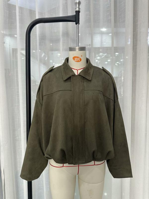 Other Jackets Jumpers - レディース 飛行員ジャケット コート 春夏 秋冬 修身シルエット 翻領 長袖 ジッパー 街頭スタイル 欧美風 個性ストリート ポリエステル 免烫加工 純色 厚手 ミドル丈 軍緑 赤 黒 かっこいい 軽量 普段使い 通勤 コーディネート トレンド