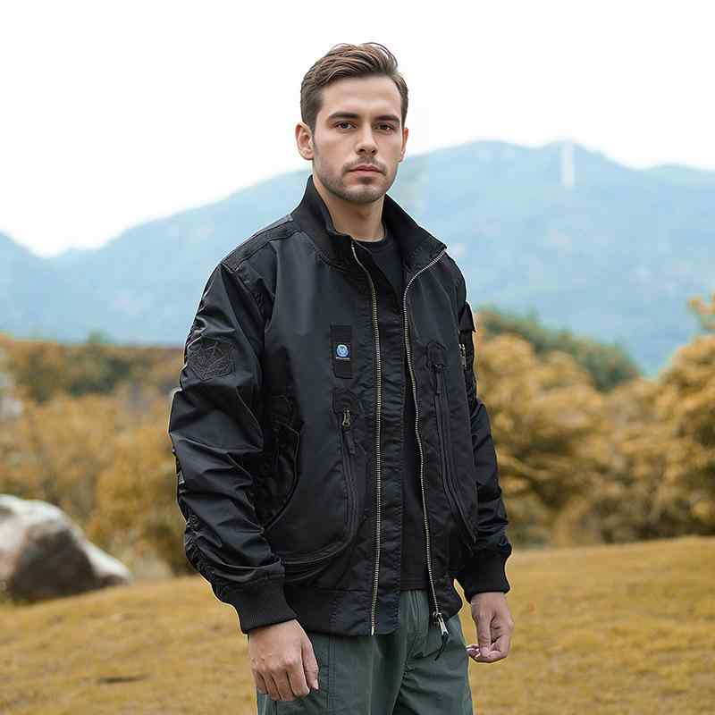 Rakuten - メンズ ジャケット 飛行員 工装風 軍旅 アウター 復古 野球 服 潮 春 立領 ワイド ジップ 無帽 普通厚 ソリッド 耐摩耗 ニットヘム ラウンドヘム ジップポケット ロングスリーブ 黒 カーキ 軍緑 迷彩 ニットロン 100% ポリエステル裏地 1