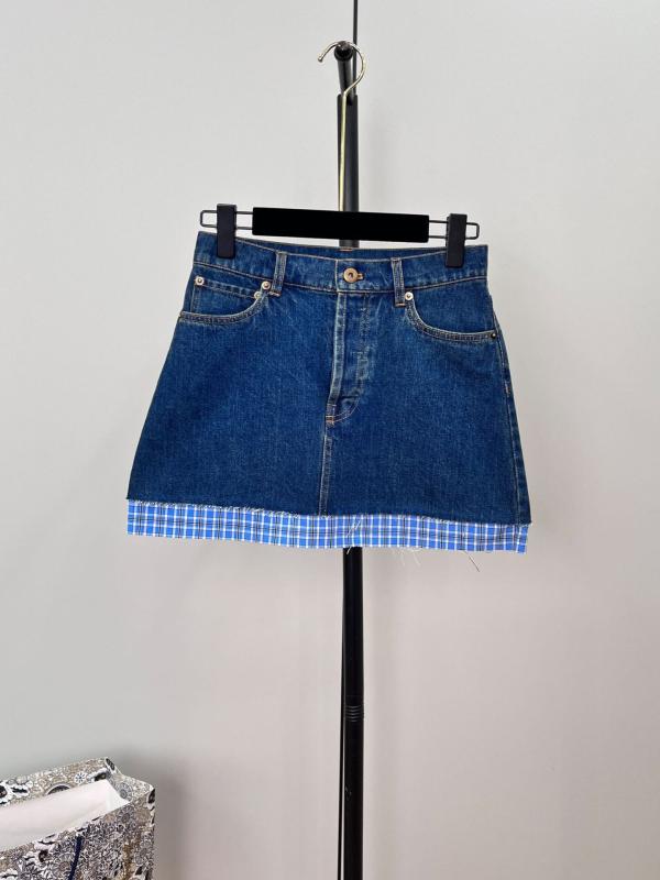 樂天商城 - 半身スカート 女性用 夏 格子柄 シャツ 風 偽ツーピース セット 牛仔 スカート コットン 生地 綿 95%以上 Aライン 短丈 ハイウエスト シンプル ボタン 装飾 ブルー 復古 スタイル 学院風 カジュアル デイリー コーデ