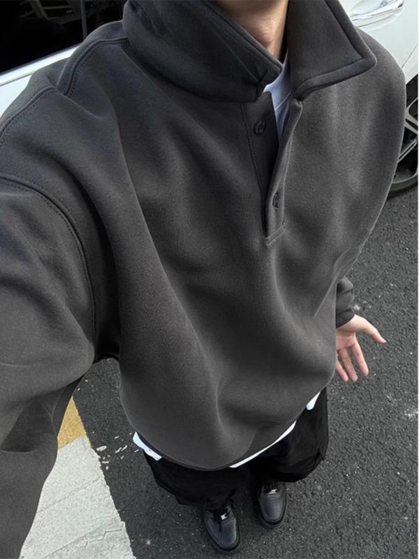 乐天商城 - メンズ ポロカラ パーカー 長袖 トップス 深灰 黒 花柄 灰 春 立襟 シングルブレスト ポリエステル ワイドシルエット ラグラン ジップ ステッチ 立体ポケット ゆったり 観光 旅行 デイリー 軽量 柔軟 カジュアル 復古 スタイリッシュ