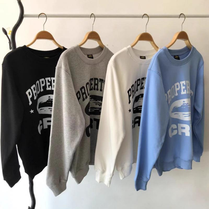 Collaboration - パーカー メンズ レディース ストリート ヒップホップ ストリートファッション ゆったり ルーズ 基本 ゆったり トップス ゆったり ルーズ トレンド スウェット 長袖 無帽 ラウンドネック 薄手 綿 素材 悪魔 プリント ゆったり シルエット 春 黒