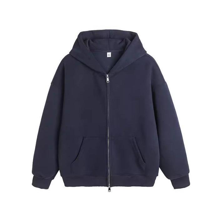 メンズ スウェット フーディ ジャケット 春秋 コート 長袖 ジップアップ 厚手 ゆったり シルエット ポリエステル コ…