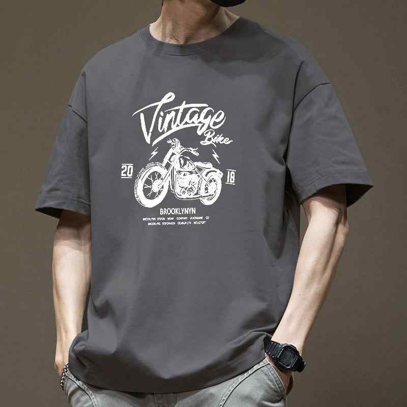 Rakuten - Tシャツ メンズ 短袖 純棉 綿100% 半袖 トップス 男性用 ゆったり ルーズフィット ビッグサイズ 夏服 春夏 透気性 日常使い 軽熟カジュアル 都市スタイル 青少年向け 24-35歳 セットアップ 丸首 無帽 普通厚 白色 黒 卡其 43青 深灰