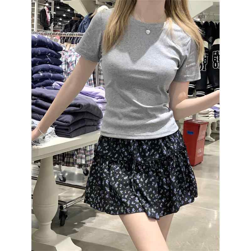 Other - Tシャツ レディース 短袖 丸首 綿 スパンデックス 混合 無地 修身 スリムフィット 気質 通勤 都市風 黒 白 ピンク 夏 軽量 伸縮性 通勤 普段使い トップス かわいい シンプル 百搭
