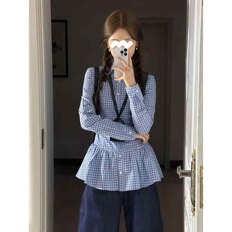 ・カテゴリ: シャツ・スタイル: 御姐風・主な素材: 綿麻・柄: 格子・袖丈: 長袖・フィット: スリム・丈: 普通・ネックライン: ポロ・袖型: 標準・カラー展開: ブルー、ダークネイビー・サイズ展開: S、M、L、XL