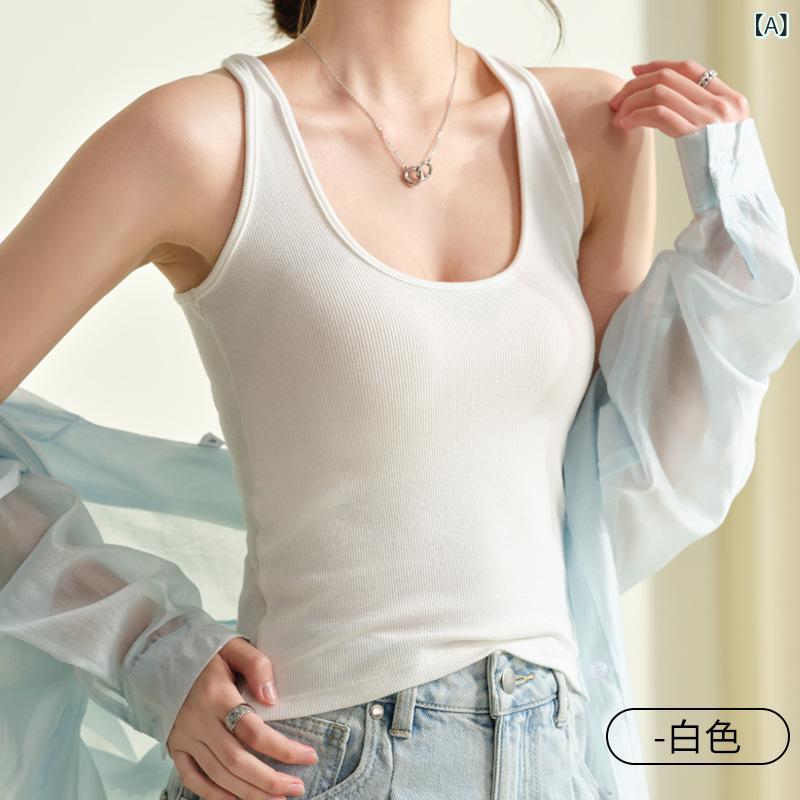 吊り紐 キャミソール レディース 西装内搭 夏 トップス 外穿 副乳カバー ワイド肩紐 純欲風 工字上衣 潮 黒 白 ミルクティー ネイビー 赤 ベージュ コットン 混紡 中伸縮 セクシー 私服 ゆったり ロング丈 単色 春季 肩紐固定 成人女性 私服名