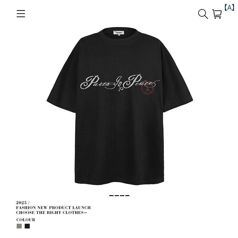 Other - メンズ Tシャツ 短袖 丸首 ゆったり 綿 夏 黒 グリーン 動物プリント 日常使い 街着 ティーン向け 大きめサイズ