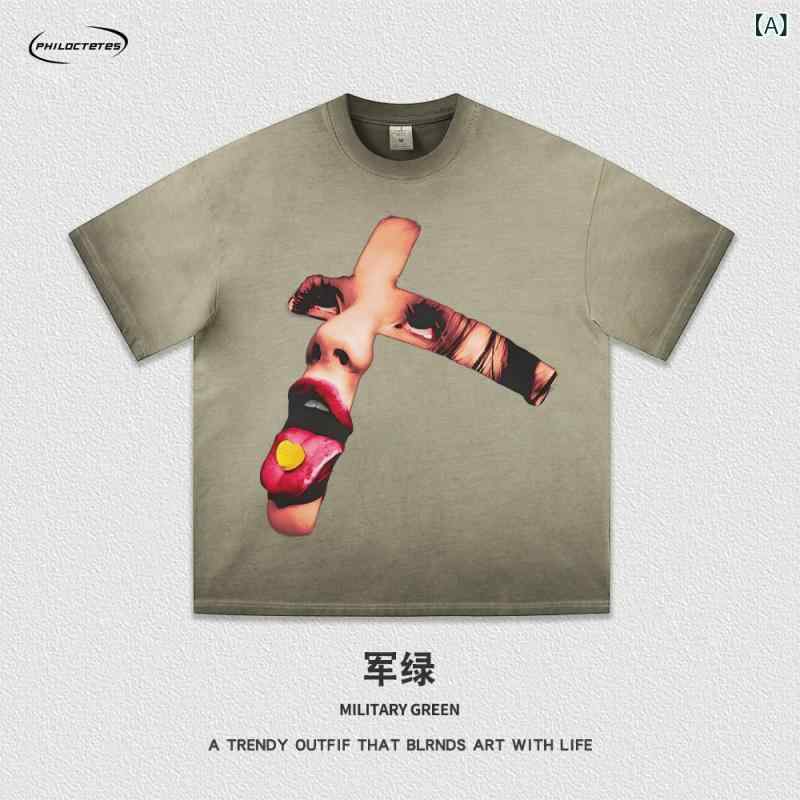 ・カテゴリ: Tシャツ・スタイル: カジュアル・主な素材: 綿98%・柄: 卡通・フィット: ワイド・スタイル詳細: プリント・プリントテーマ: クリエイティブ・ネックライン: クルーネック・袖丈: 短袖・袖型: ドロップショルダー・カラー展開: 軍緑、カーキ、ピンク、ダークグレー、ライトブルー、パープル、ヴィンテージブラック・サイズ展開: S、M、L、XL、XXL、XXXL・重量: 250g-300g・素材機能: 通気性、吸湿速乾、高色牢度