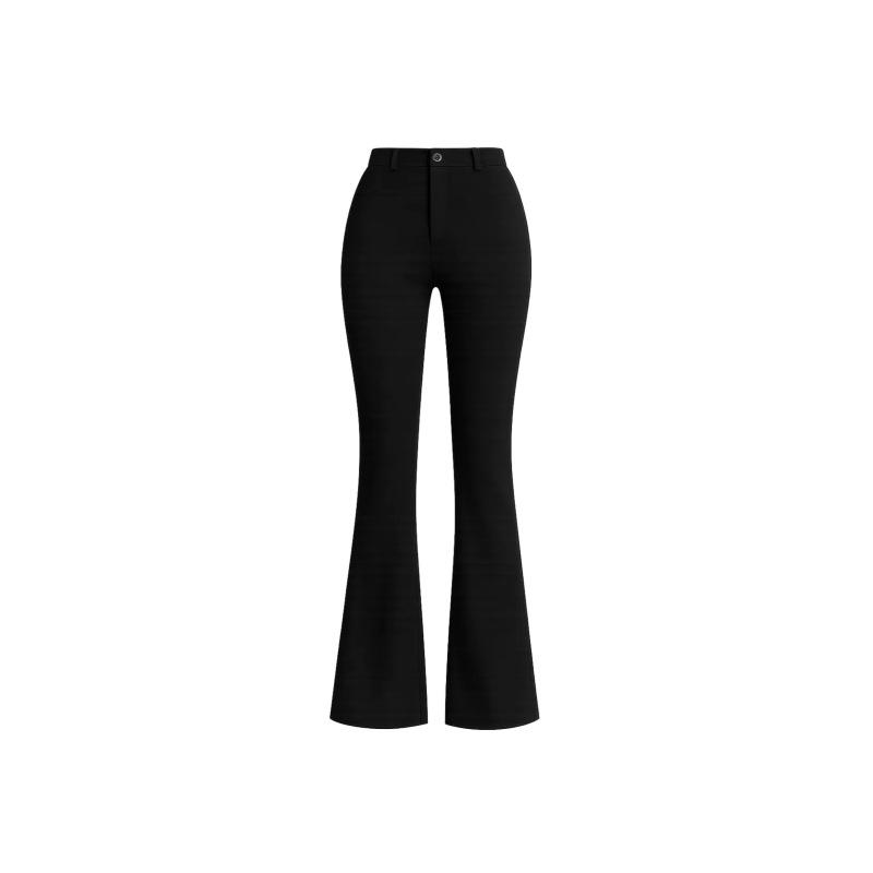 Cropped Pants - レディース ワイドパンツ マイクロフレア 九分丈 高腰 ストレッチ ポリエステル 混紡 素材 通勤 スタイル 気質 ロング 丈 ゆったり シルエット 快適 履き心地 軽量 弾力 性 垂れ感 微弾性 緩み 気味 スラブ 生地 風 春夏 秋冬 対応 日常 使