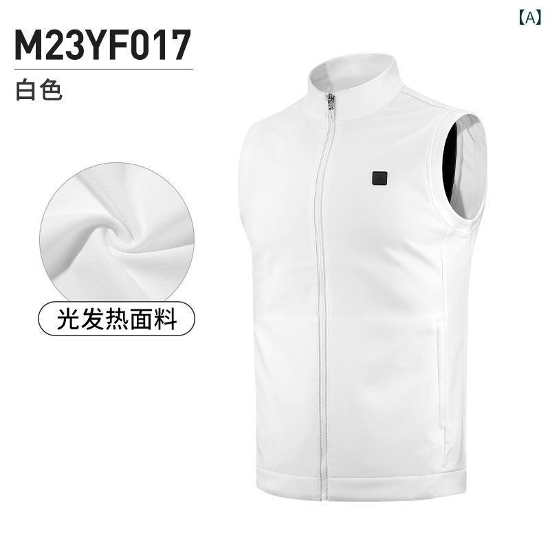 Other - ゴルフ メンズ ベスト 光吸収発熱 秋冬 秋 冬 春 白色 黒 ポリエステル 純色 軽量 暖か 保温 運動 ゴルフウェア ゴルフアクセサリー トップス ジャケット コート 背中 肩 キャンバス トレンド スタイル