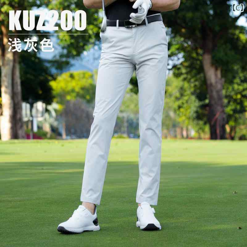 ゴルフ メンズ パンツ 長ズボン 運動パンツ 夏 弾力 腰帯 面ファスナー ポリエステ...
