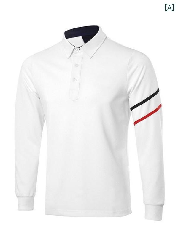 Other - ゴルフ 長袖 Tシャツ メンズ 秋 速乾 透気 上衣 ポリエステル 混紡 裏地 白色 宝藍 黄色 黒 純色 ランニング 他の球技 スポーツウェア