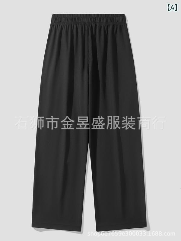 Other - メンズ 運動パンツ ジョガーパンツ フィットネスパンツ 弾力性 ワイドシルエット ロング丈 中腰 無腰帯 ドローストリング 普通厚 無地 直筒 ポケット 微弾性 化繊混紡 ポリエステル 耐摩耗 防風 ノーアイロン 黒 灰 緑 春秋 青年 成人 メンズ 休