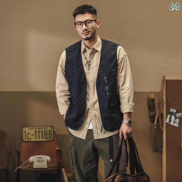・カテゴリ: コットン服マウント・スタイル: スポーツ・フィット: ルーズフィット・タイプ: 開襟・ネックライン: ノーカラー・厚さ: 薄手・柄: 無地・主な素材: コットン混紡・主素材成分: コットン85%・裏地成分: コットン・適用シーン: カジュアル・適用対象: ティーンエイジャー・プロセス: プリーツ加工・タイプ詳細: ポケットデコレーション・ポケットスタイル: 立体パッチポケット・裾デザイン: スラントヘム・カラー展開: ネイビー、グリーン、カーキ・サイズ展開: M、L、XL、2XL、3XL・適用性別: メンズ・適用年齢層: アダルト
