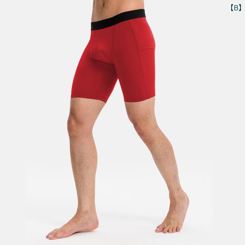メンズ ショーツ タイトフィット ジム ポケット付き ランニング トレーニング 伸縮...