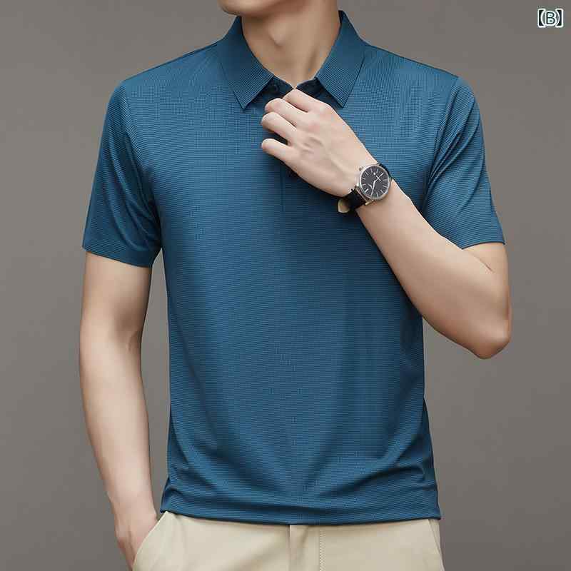 メンズ POLOシャツ 短袖 夏季 ビジネス 普段使い フィットネス ゴルフ 薄手 接触冷...